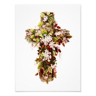 Jesus Easter Sunday Flowering cross  Photo Print