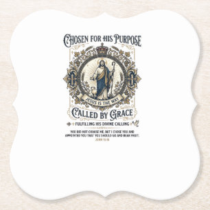 Jesus Electrician Shirt Faith Based Design_1 Paper Coaster