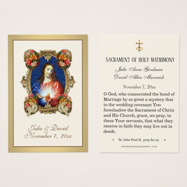 Jesus Elegant Gold Wedding Favor Card  (Front & Back)