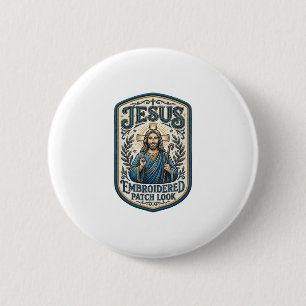 Jesus Embroidered Patch Look Jesus Embroidered Pat 6 Cm Round Badge