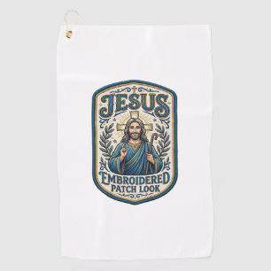 Jesus Embroidered Patch Look Jesus Embroidered Pat Golf Towel