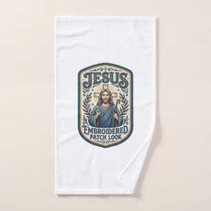 Jesus Embroidered Patch Look Jesus Embroidered Pat Hand Towel