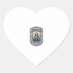 Jesus Embroidered Patch Look Jesus Embroidered Pat Heart Sticker