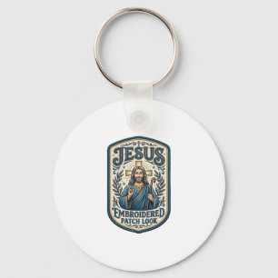 Jesus Embroidered Patch Look Jesus Embroidered Pat Key Ring