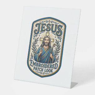 Jesus Embroidered Patch Look Jesus Embroidered Pat Pedestal Sign