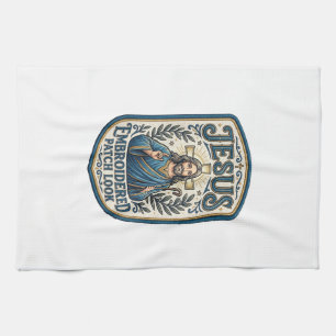 Jesus Embroidered Patch Look Jesus Embroidered Pat Tea Towel
