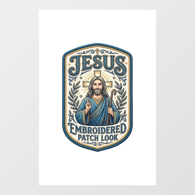 Jesus Embroidered Patch Look Jesus Embroidered Pat Window Cling (Sheet)