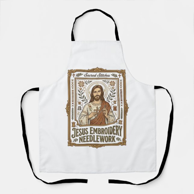 Jesus Embroidery Needlework Jesus Embroidery Needl Apron (Front)
