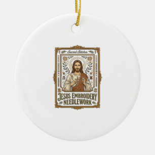 Jesus Embroidery Needlework Jesus Embroidery Needl Ceramic Tree Decoration