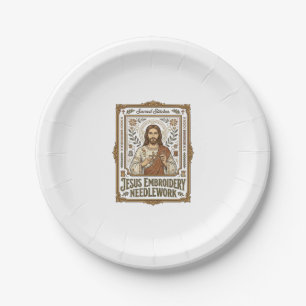 Jesus Embroidery Needlework Jesus Embroidery Needl Paper Plate