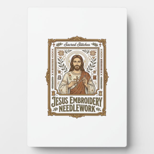 Jesus Embroidery Needlework Jesus Embroidery Needl Plaque (Front)