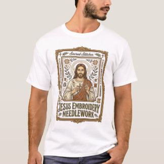 Jesus Embroidery Needlework Jesus Embroidery Needl T-Shirt