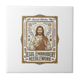 Jesus Embroidery Needlework Jesus Embroidery Needl Tile