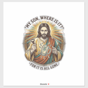 Jesus Empty Broken Beer Mug Bartender Drinking Hum