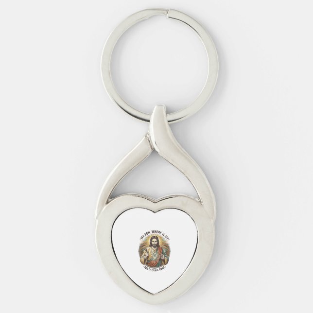 Jesus Empty Broken Beer Mug Bartender Drinking Hum Key Ring (Front)