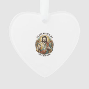 Jesus Empty Broken Beer Mug Bartender Drinking Hum Ornament