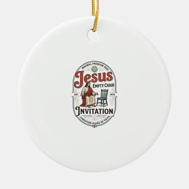 Jesus Empty Chair Invitation Jesus Empty Chair Inv Ceramic Tree Decoration (Front)