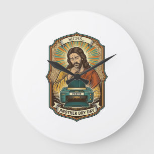 Jesus Empty Printer Paper Tray Office Work Annoyan Large Clock