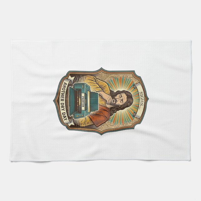 Jesus Empty Printer Paper Tray Office Work Annoyan Tea Towel (Horizontal)