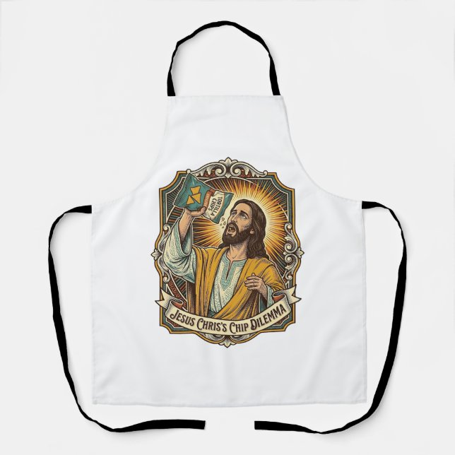 Jesus Empty Tortilla Chip Bag Drunk Munchies Party Apron (Front)