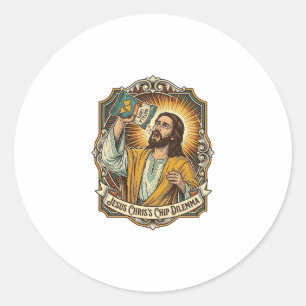 Jesus Empty Tortilla Chip Bag Drunk Munchies Party Classic Round Sticker