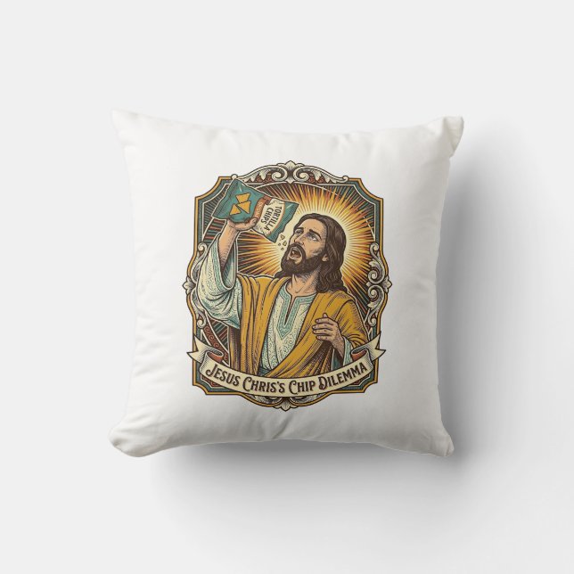 Jesus Empty Tortilla Chip Bag Drunk Munchies Party Cushion (Front)