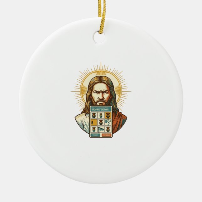 Jesus Endless Captcha Verification Traffic Lights  Ceramic Tree Decoration (Front)