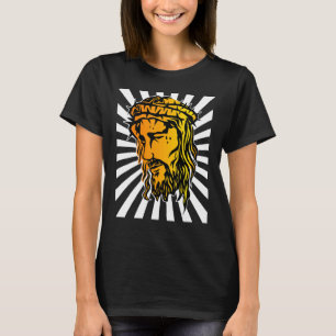 Jesus Enlarged Face And Sun Ray Art 1 T-Shirt