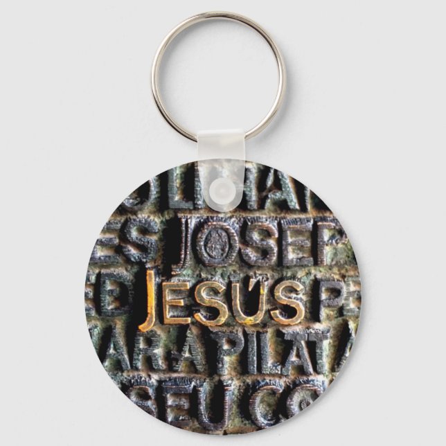 Jesus etched metal key ring (Front)