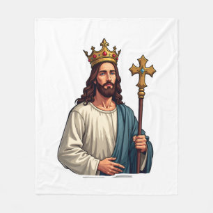 Jesus Eternal King Vintage Engraving Tee Fleece Blanket