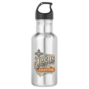 Jesus Everything Vintage Christian Typography Desi 532 Ml Water Bottle