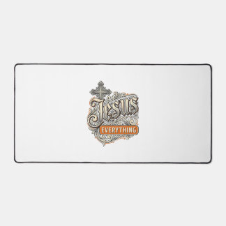 Jesus Everything Vintage Christian Typography Desi Desk Mat
