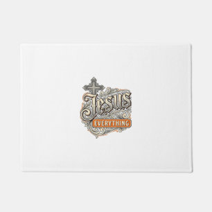 Jesus Everything Vintage Christian Typography Desi Doormat