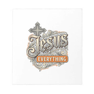 Jesus Everything Vintage Christian Typography Desi Notepad