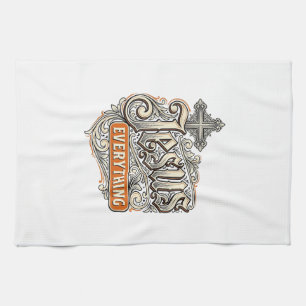 Jesus Everything Vintage Christian Typography Desi Tea Towel