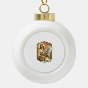 Jesus Excel Sheet Printing 50 Blank Pages Office H Ceramic Ball Christmas Ornament