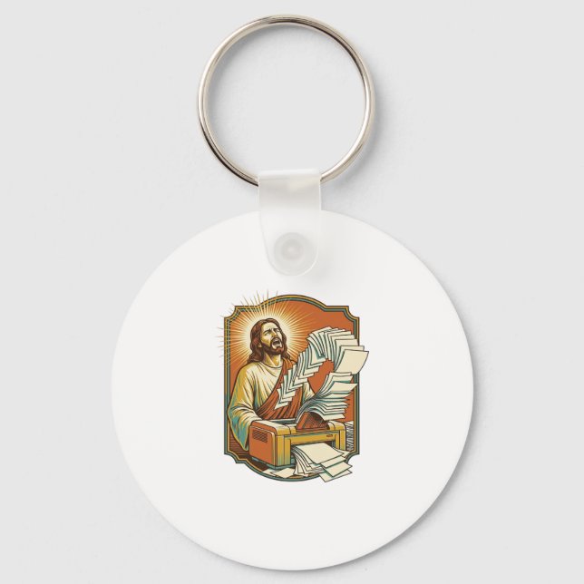 Jesus Excel Sheet Printing 50 Blank Pages Office H Key Ring (Front)