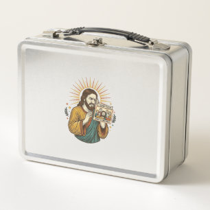 Jesus Eyes Closed Tagged Group Photo Unflattering Metal Lunch Box