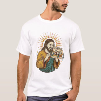 Jesus Eyes Closed Tagged Group Photo Unflattering  T-Shirt