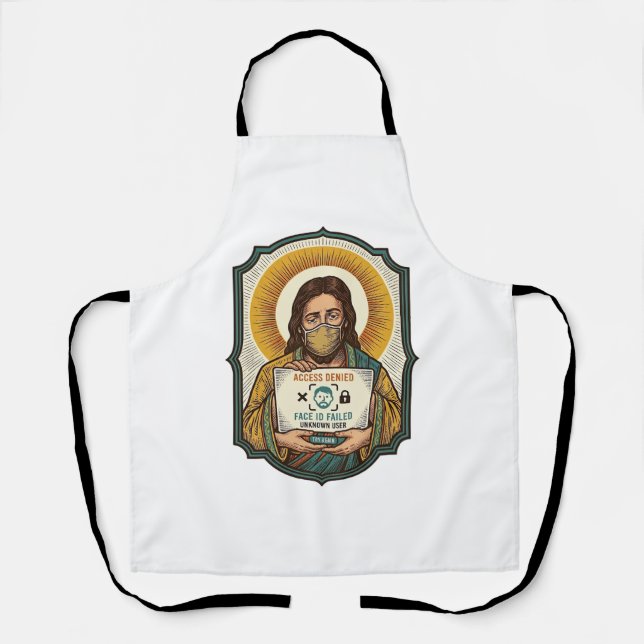 Jesus Failed Face Unlock Mask Recognition Tech Pho Apron (Front)