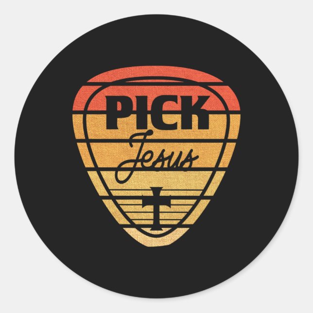 Jesus Faith Christianity Guitar Classic Round Sticker (Front)