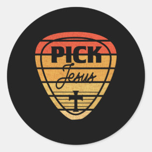Jesus Faith Christianity Guitar Classic Round Sticker