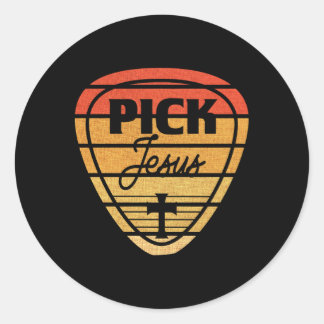 Jesus Faith Christianity Guitar Classic Round Sticker