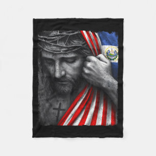 Jesus Faith Cross Crown America El Salvador Herita Fleece Blanket