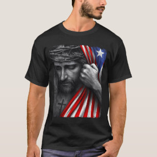 Jesus Faith Cross Crown America Puerto Rico Herita T-Shirt