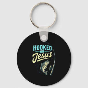 Jesus faith fish fishing vintage design key ring