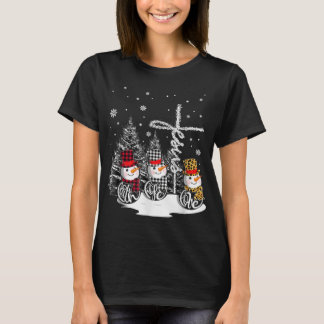 Jesus Faith Hope Love Snowman Christmas Christian  T-Shirt