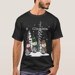 Jesus Faith Hope Love Snowman Funny Merry Xmas For T-Shirt