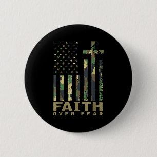 Jesus Faith Over Fear Christian Cross God Fait Us 6 Cm Round Badge