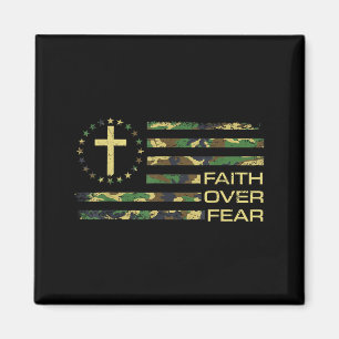 Jesus Faith Over Fear Cross Camo American Flag Usa Magnet